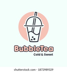 Pastel Sweet Bubble Tea Logo