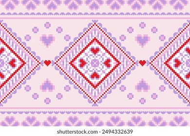 Pastel Sweet Purple Heart Cross Stitch Ornament 