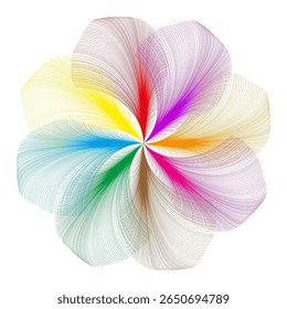Ícone de espiral do Pastel. Roda pétala macia. Vetor de flor suave. Harmonia do arco-íris leve.