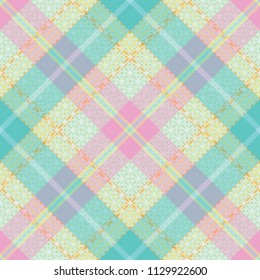 Pastel tartan inspired vector seamless pattern 2
