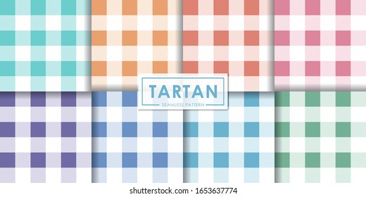 Pastel tartan seamless pattern collection, Abstract background, Decorative wallpaper.