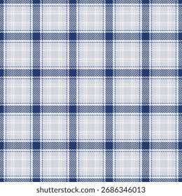 Textura de vetor de tartan pastel, tecido de padrão sem costura chapéu. Tela de fundo tecido de comércio xadrez verificar na paleta de cores branco e azul.