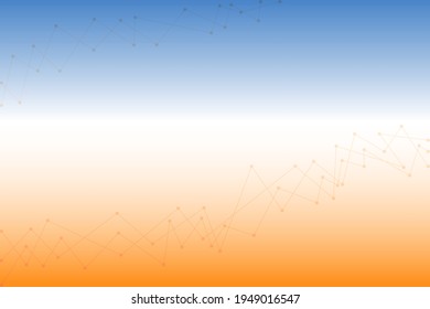 pastellfarbener Hintergrund mit Linien- und Punktverbindung. Wissenschaft der geomatrischen mit weißem Leerraum. Struktur von Big Data und Innovation Zukunft.
