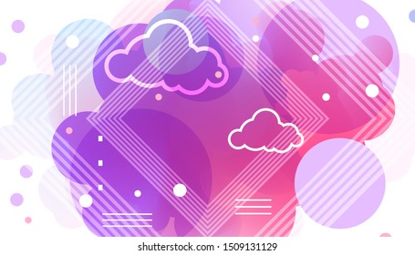 Pastel tender pink clouds background on summer time holiday vector Illustration lines graphic design