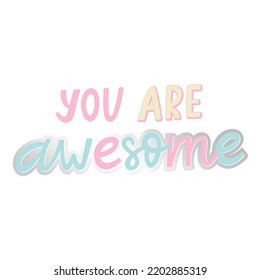 Pastel text quote with Silver stroke, Calligraphy, hand write on white background