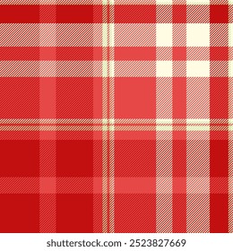 Pastel textile fabric background, intense vector texture check. Platform plaid pattern seamless tartan in red and light yellow colors palette.