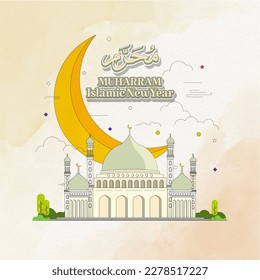 Pastel Theme Islamisches Neujahr oder Awal Muharram Aquarell-Design