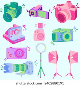Pastel Themed Content Creator Equipment Illustration