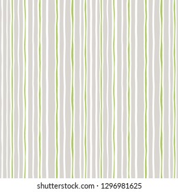 Pastel Thin Hand Drawn Wavy Uneven Vertical Stripes On White Backrgound Vector Seamless Pattern. Classic Abstract Geo
