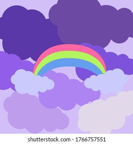 arcoíris de tres colores pastel en las nubes