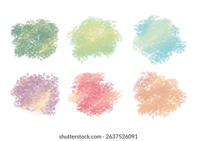 Pastel tone watercolor, leaves shape, ink