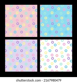 pastel tones donut circle pattern seamless background bundle