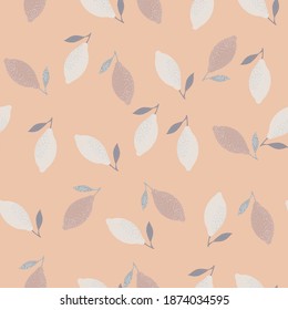 Tonos pasteles sin fisuras con ornamento de limón abstracto. Fondo rosa claro. Ilustración bursátil. Diseño vectorial para textiles, tela, giftwrap, papel pintado.
