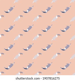 Pastel tones seamless pattern with cartoon toucan birds silhouettes. Pink background. Childish print. Flat vector print for textile, fabric, giftwrap, wallpapers. Endless illustration.