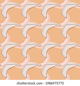 Pastel tones seamless pattern with grey contoured banana shapes. Beige background. Food organic backdrop. Perfect for fabric design, textile print, wrapping, cover. Vector illustration.