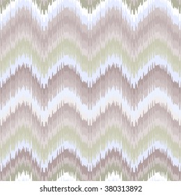 Pastel traditional ikat ornament. Vector zig zag gradient seamless pattern. 