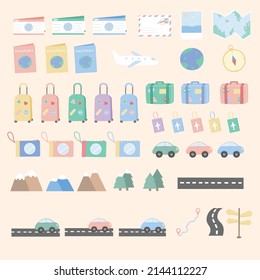 Pastel Travel and Holiday Decorative Element Set