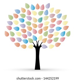Pastel tree on white background