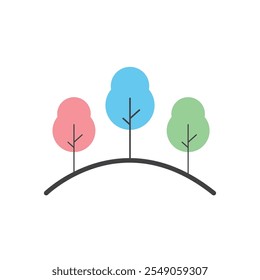 Pastel trees standing together. Suitable for nature backgrounds, environmental topics