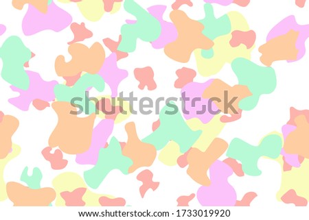 Pastel Trendy Pattern. Modern Seamless Camoflage. Fabric Pastel Pattern. Military Vector Background. Multi Camo Print. Holi Dirty Canvas. Abstract Camo Shape. Rainbow Urban Camouflage Seamless Print.