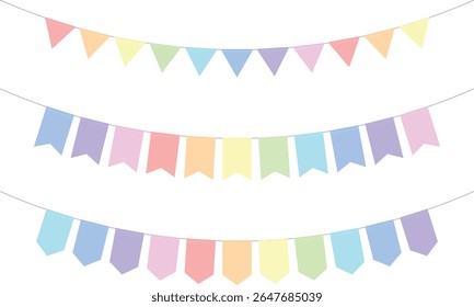 Ensemble de guirlandes de triangle et de Bannière pastel pour la décoration de fête dans un style plat minimaliste