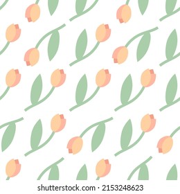 Un tulipán pastel sin soldadura sobre un fondo blanco
