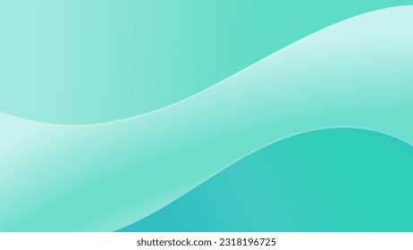 Pastel turquoise mint abstract wave background presentation template