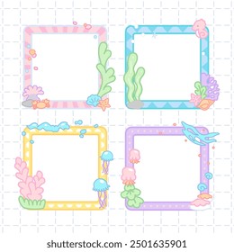 pastel under water frame design pack for journal or notes