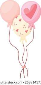 Pastel Valentine's Day Stationery Trinkets Valentine Decoration Graphic Elements and Vector Illustration