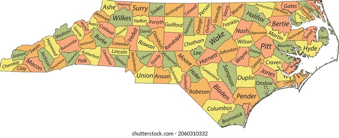 2,544 North carolina county map Images, Stock Photos & Vectors ...