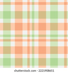 Pastel Vector background of textile ornament. green and orange Plaid Pattern seamless pattern, tartan, wallpaper, gingham, check, abstract, tablecloth, blanket. Flat fabric design.