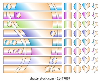 Pastel vector banner and button collection