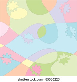 pastel vector colorful background with flower silhouette