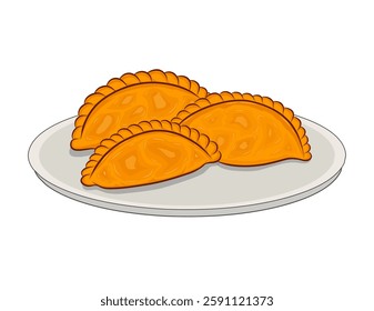 pastel vector design of traditional Indonesian food. ramadan food vector design with isolated background. fried pastel or jalangkote typical Indonesian food from Makassar