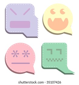 Pastel vector digital ghost icons.  Designed to look like speech or thought bubbles, as expressions of thoughts or emotions.