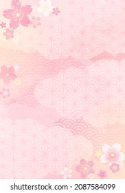 Pastel vector illustration of spring Japanese pattern
