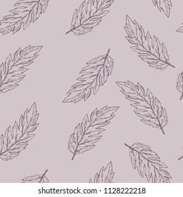 Pastel vector seamless pattern with hand drawn leaves