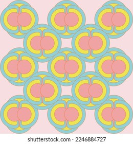 Pastel vector seamless pattern. Use for case or sticker, poster, print on box, device, banner, textil, wallpaper.Pink yellow green background.