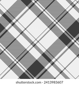 Pastel vector texture textile, usa fabric tartan check. Rough plaid background pattern seamless in white and grey colors.