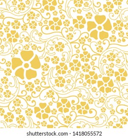 Pastel vector yellow flower and bail seamless repeat pattern background