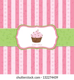 Pastel Vintage Cupcake Background With Gradient Mesh, Vector Illustration