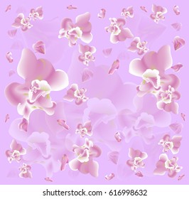 Pastel violet background with orchids 