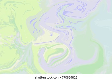 Pastel violet green digital marbling. Elegant marbled vector background. Liquid paint marbling backdrop. Trendy color palette mesh background. Pale marbling texture. Marbled abstract surface design