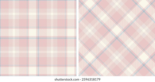 Pastel Vivid Pale Pink Seamless Tartan Fabric Design