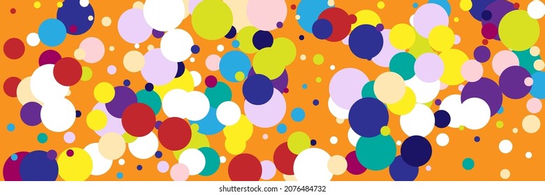 Pastel Vivid Red Vibrant Play Print. White Circles Purple Rainbow Violet Dark Design Pic. Green Multicolor Blue Yellow Children Kids Textile. Color Beige Pink Indigo Bright Background.
