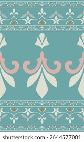Pastel wallpaper pattern, seamless ethnic tribal pattern, carpet border pattern