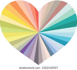 pastel warm color in heart shape, pastel color palette, vector illustration.