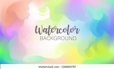 Pastel watercolor backdrop.  Fashion background. Watercolor brush strokes. Creative illustration. Artistic color palette. Vector illustration. Fluid Gradient Cover. Colorful Pastel.