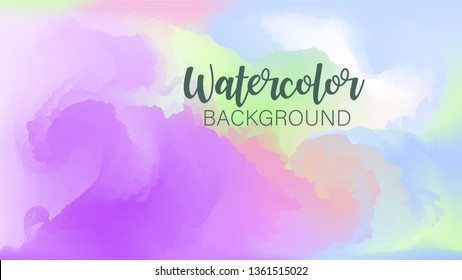 Pastel watercolor backdrop.  Fashion background. Watercolor brush strokes. Creative illustration. Artistic color palette. Vector illustration. Fluid Gradient Cover. Colorful Pastel.