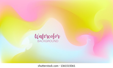 Pastel watercolor backdrop.  Fashion background. Watercolor brush strokes. Creative illustration. Artistic color palette. Vector illustration. Fluid Gradient Cover. Colorful Pastel.